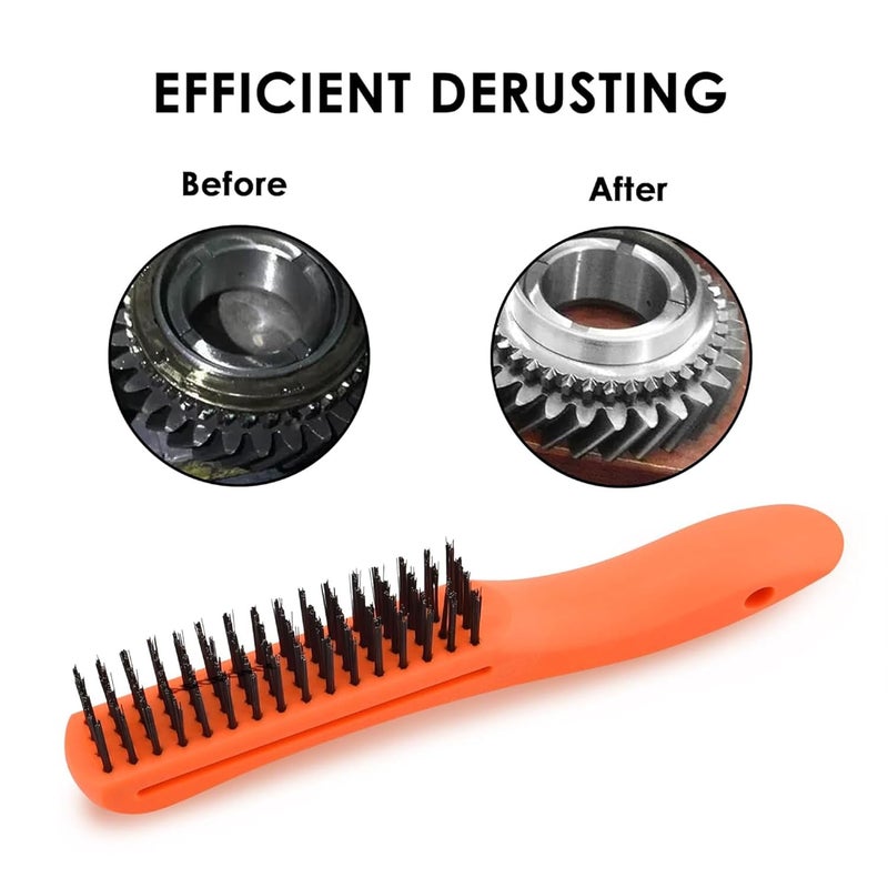 درافل فرشاة سلكية من دورافيل بمقبض بلاستيكي منحني لتنظيف الصدأ وإزالة الطلاء - برتقالي - Image 3